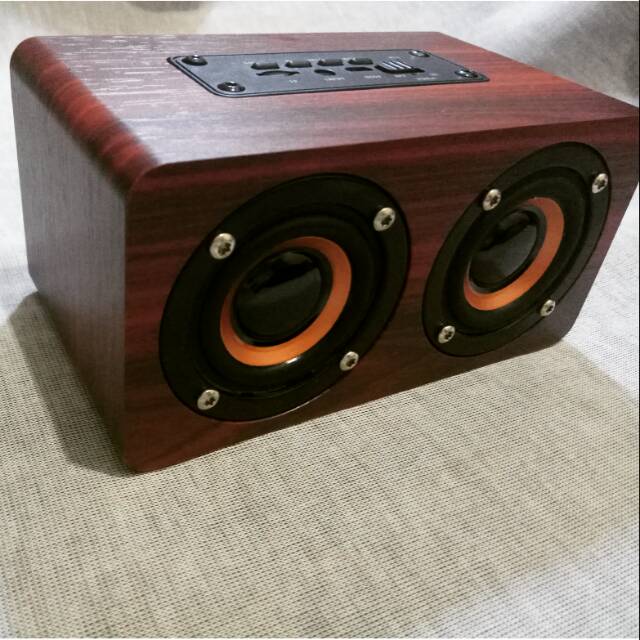 Speaker 10Watt bluetooth kayu mdf jernih bass bulat Double Speaker w8 jnp w5 stereo portable Subwofer Mini