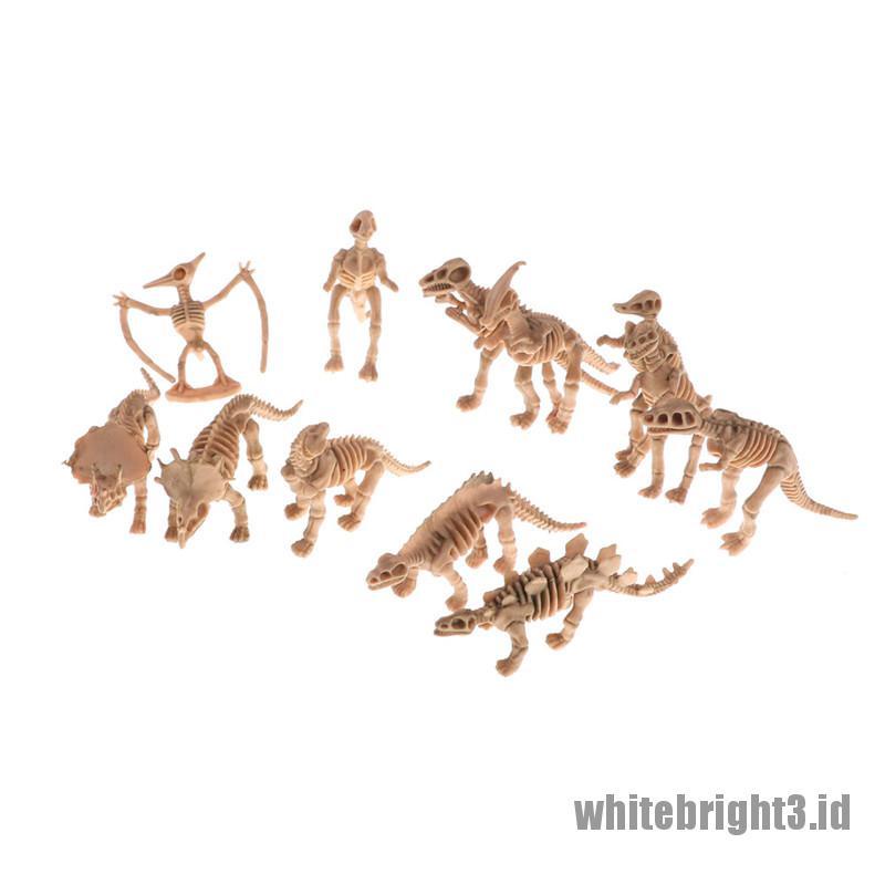 (white3) 12pcs / Set Mainan Fossil Dinosaurus Bahan Plastik Untuk Anak