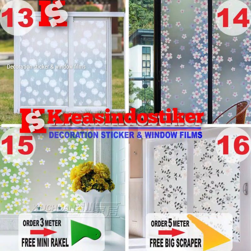 Stiker Kaca Jendela Motif Bunga