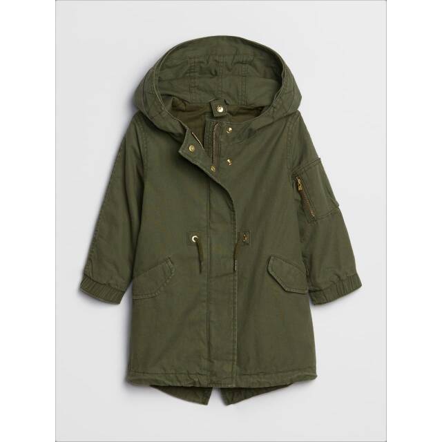 Jaket Anak Cewek Gap Twill Parka With Hoodie Jacket Original