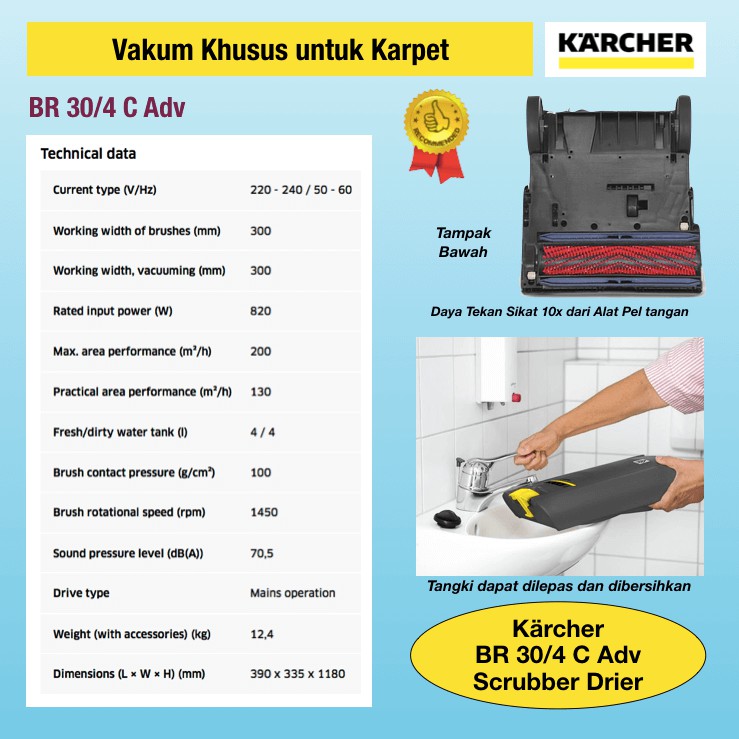 Scrubber Drier Karcher BR 30/4 C Adv ( Mesin Penyikat Lantai )