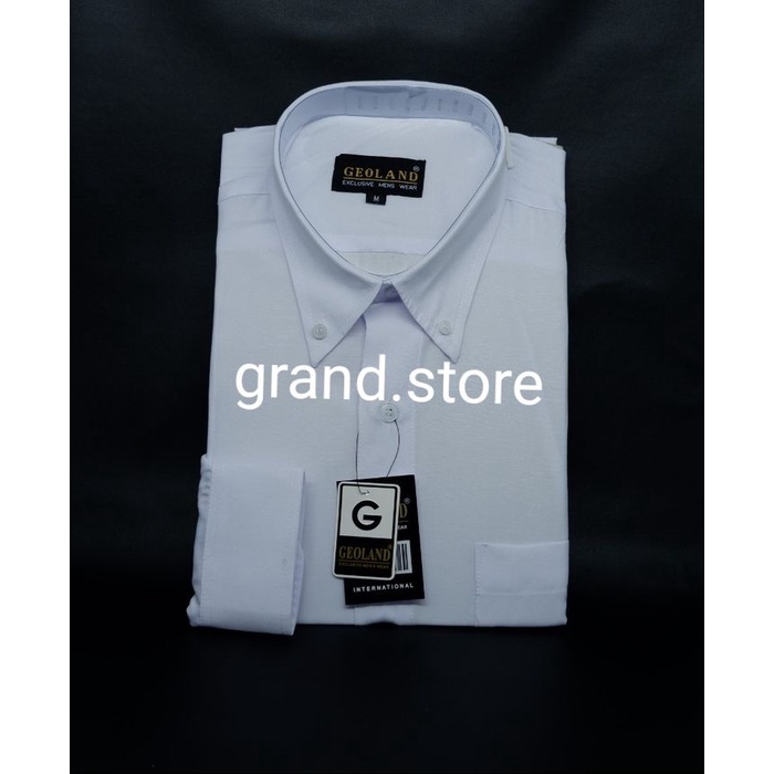 Baju Kemeja Pria Geoland Putih Polos Lengan Panjang Putih XS Kemeja Pria Lengan Panjang Outfit Baju 