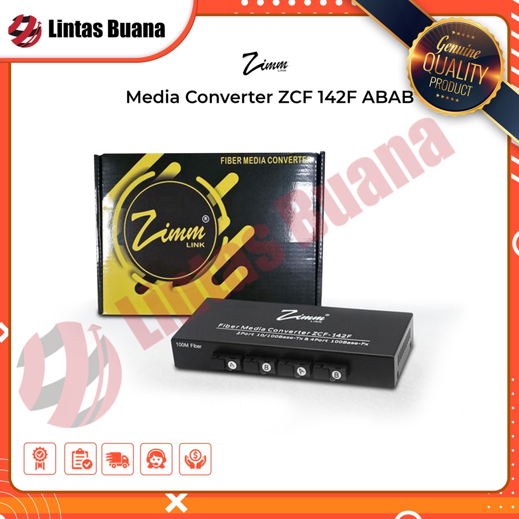 Media Converter 4 Port FO 2 Port Lan RJ45 Fiber Optik ZCF-142F Zimmlink