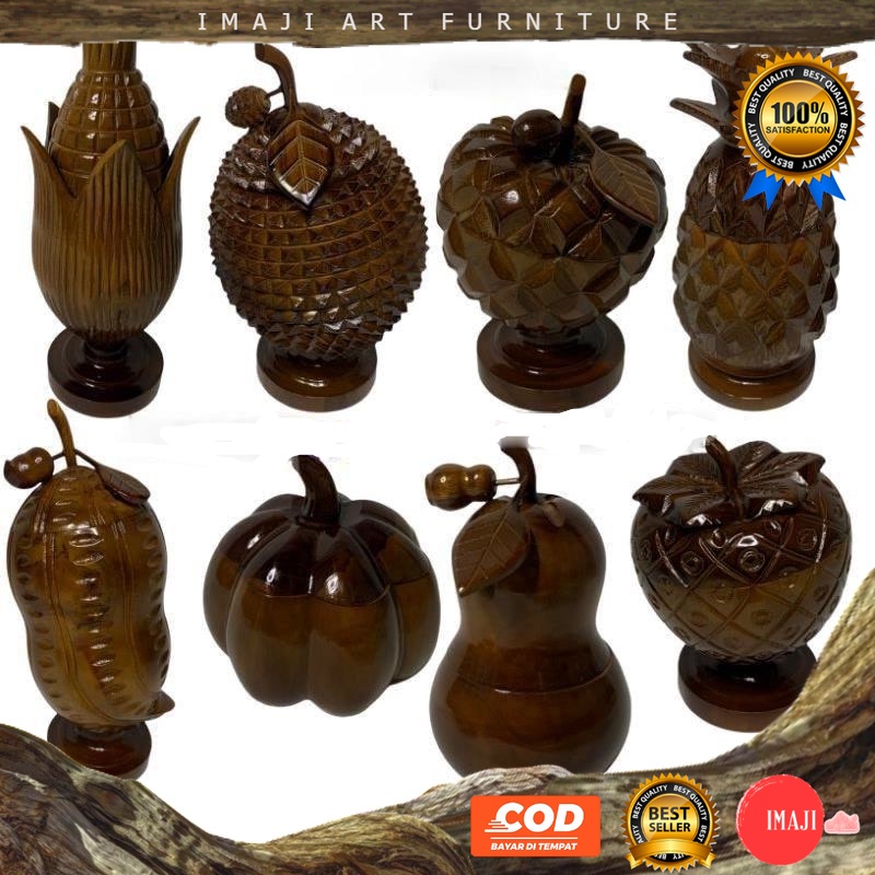 [ COD ] Toples kayu model aneka buah tempat permen snack cemilan jajanan kering dekorasi hias ruang 