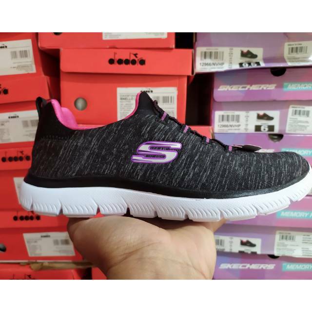 Sepatu Skechers 12983 Bkpksummits Black Pink Women Original 100 Shopee Indonesia