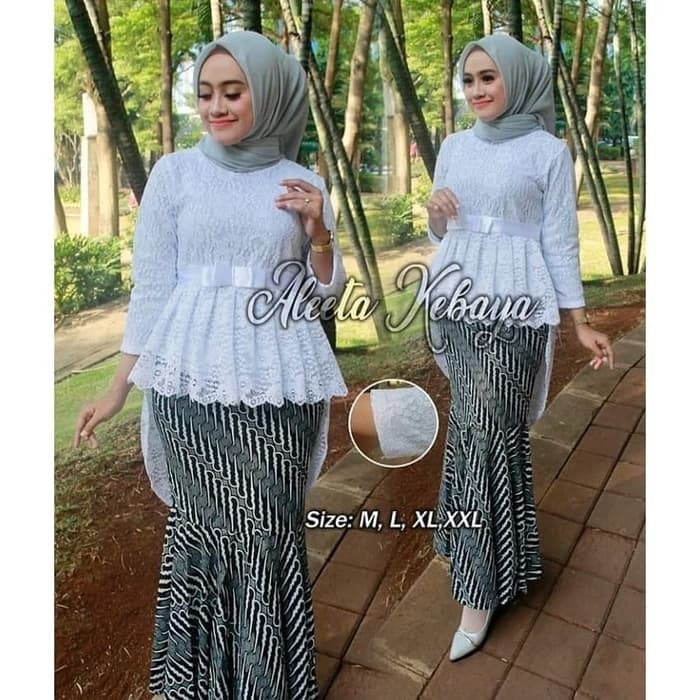 Set Kebaya Brokat Aurora White Mix Duyung