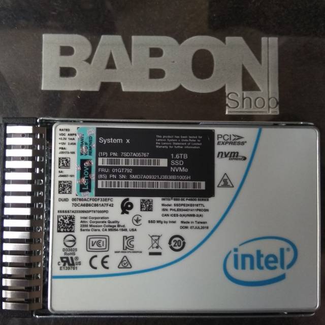 Ssd server intel 1.6 tb NVme p4600 series