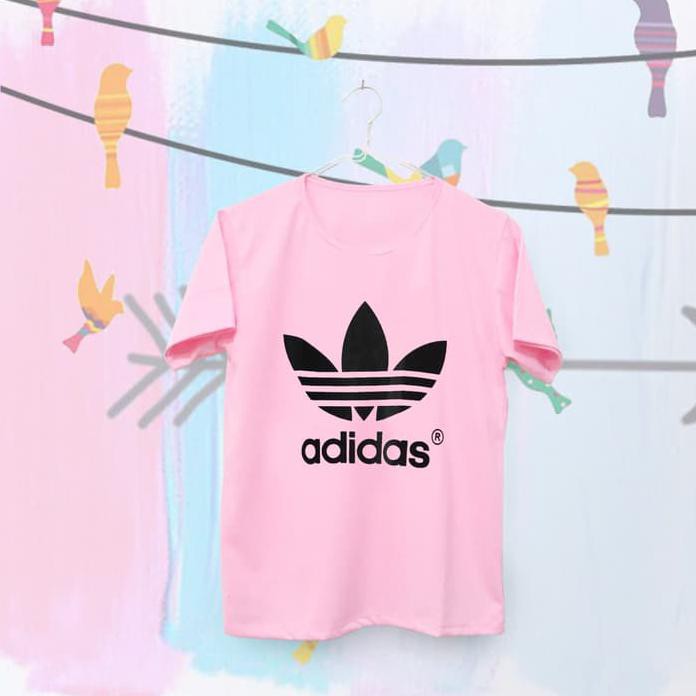 Tumblr Tee / T-Shirt / Kaos Wanita Lengan Pendek Adidas Warna Pink Best Quality