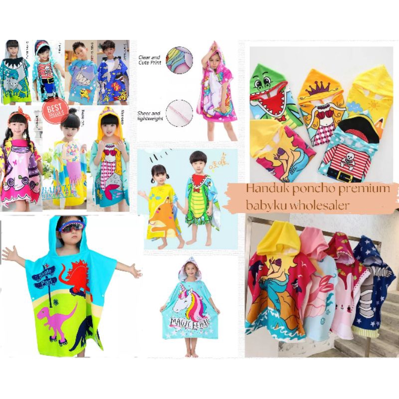Handuk ponco berenang anak/ handuk jubah anak / handuk hoodie anak