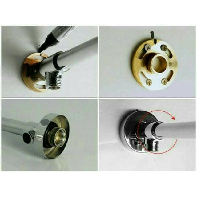 Wall Shower Rainfall 8 inch Stainless Satu Set  / Wall Shower Tanpa Bobok Gratis Kran Cabang / Shower Kencang Tanpang Pompa