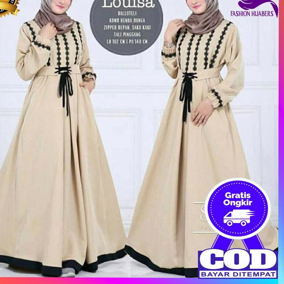 ✼ Baju Gamis Remaja Terbaru 2021 Gamis Sar i Syari Remaja Wanita Kekinian Louisa Premium Dress Musli