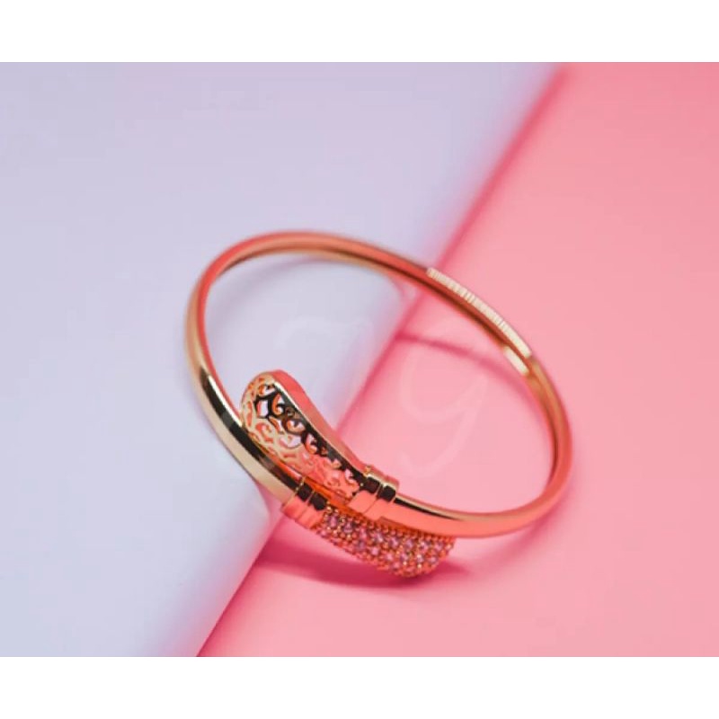 gelang tangan kepala ular permata rosegold fashion wanita titanium original anti luntur