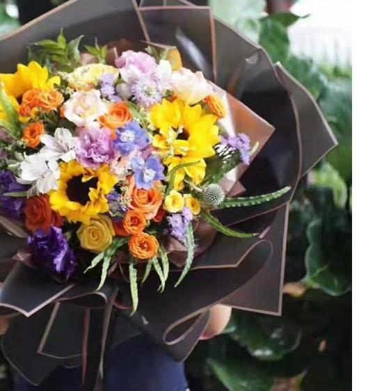 

◄ 20 lembar Cellophane Jelly / Semi-Transparan Border Emas Color Flower Wrapping Bungkus Bunga Buket ❃