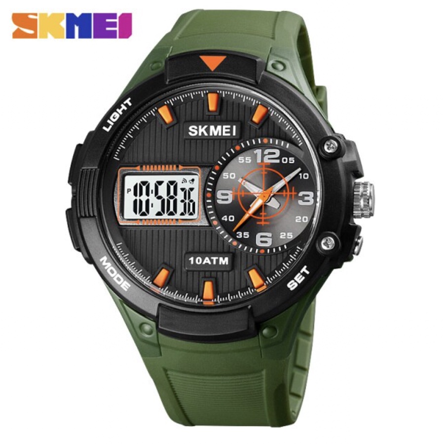 Jam Tangan Pria SKMEI Dual Time 1761 Men Rubber Jam Tangan Analog Digital Chrono Dual Time