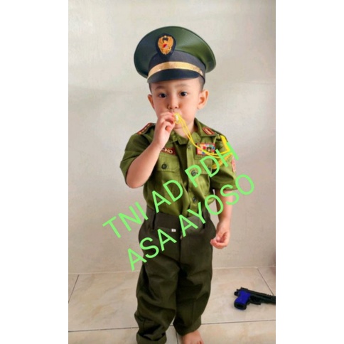 Seragam SETELAN TNI AD PDH ANAK TK lengkap atribut