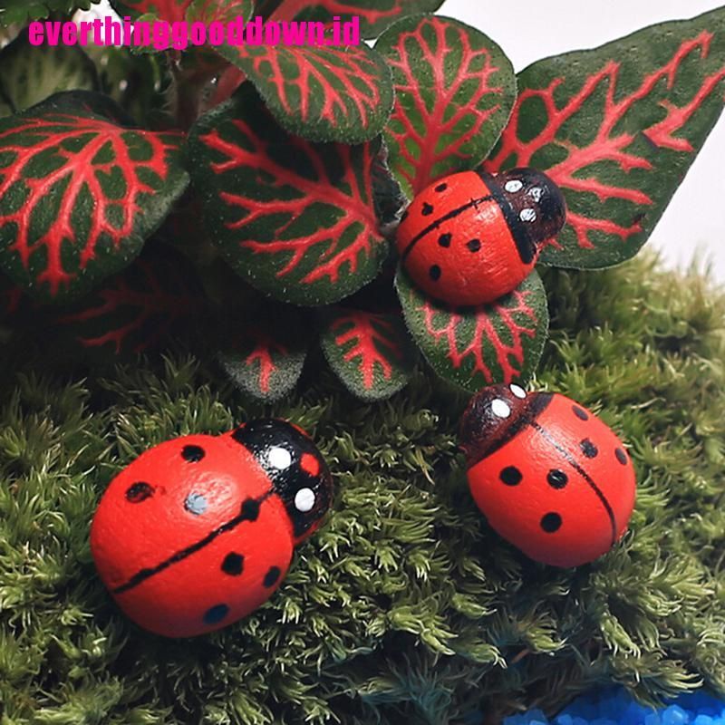 2pcs miniatur pajangan boneka ladybugs kepik dekorasi taman maket diorama terrarium dll