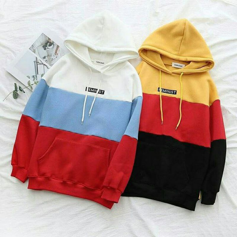 S - XXXXXL(6XL) Hoodie KOMBINASI BIGSIZE OVERSIZE Jaket Feminist 3 Warna JUMBO Pria Wanita Mix Color Custom 5XL 4XL 3XL 2XL XL L M