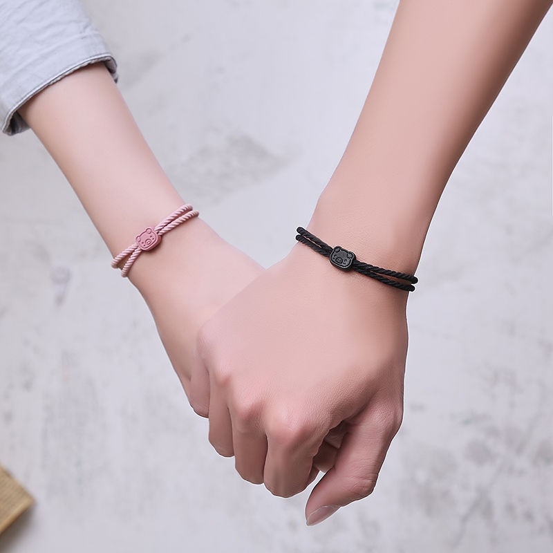 Gelang Tali Rambut Fungsi Ganda Desain Babi Gaya Korea Untuk Pasangan-2