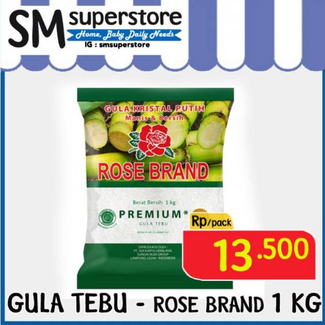 

Gula tebu Rose brand kemasan 1 kg (terlaris)