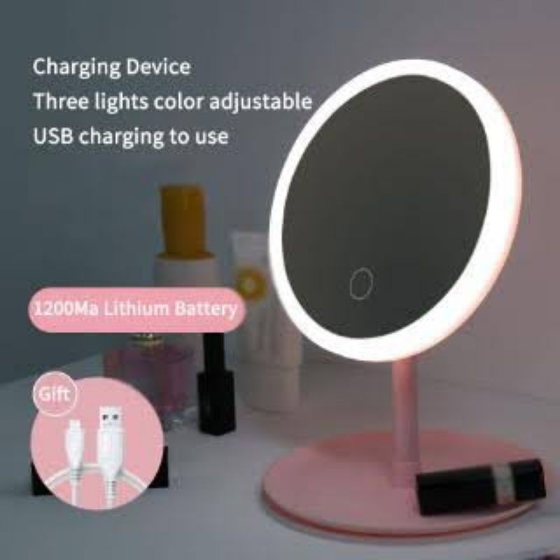 LED Cermin Make Up Bulat Dan Kotak Dengan Lampu LED / Make Up LED Standing Mirror