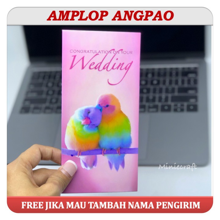 

AMPLOP ANGPAO WEDDING MODEL PANJANG ANGPAU 1PAK ISI 6PCS CUSTOM NAMA PENGIRIM - DESIGN ELEGAN