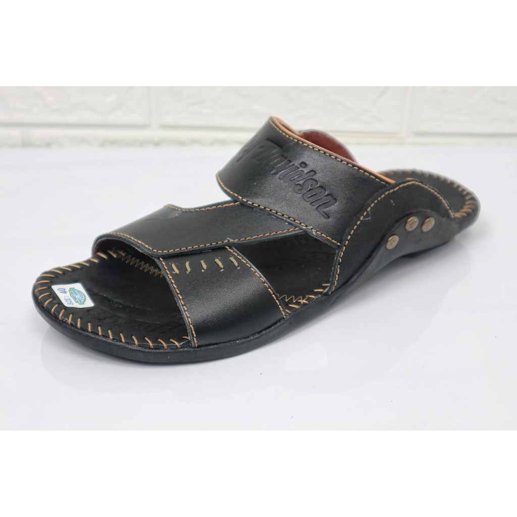 Terbaru Sandal Pria Kulit Sapi Asli Harley Davidson Real Leather Cow Sendal Jepit Ban 2  Rempel New1