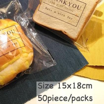 

PLASTIK OPP PEREKAT THANKYOU KEMASAN ROTI DONUT 50pcs BERBAGAI UKURAN
