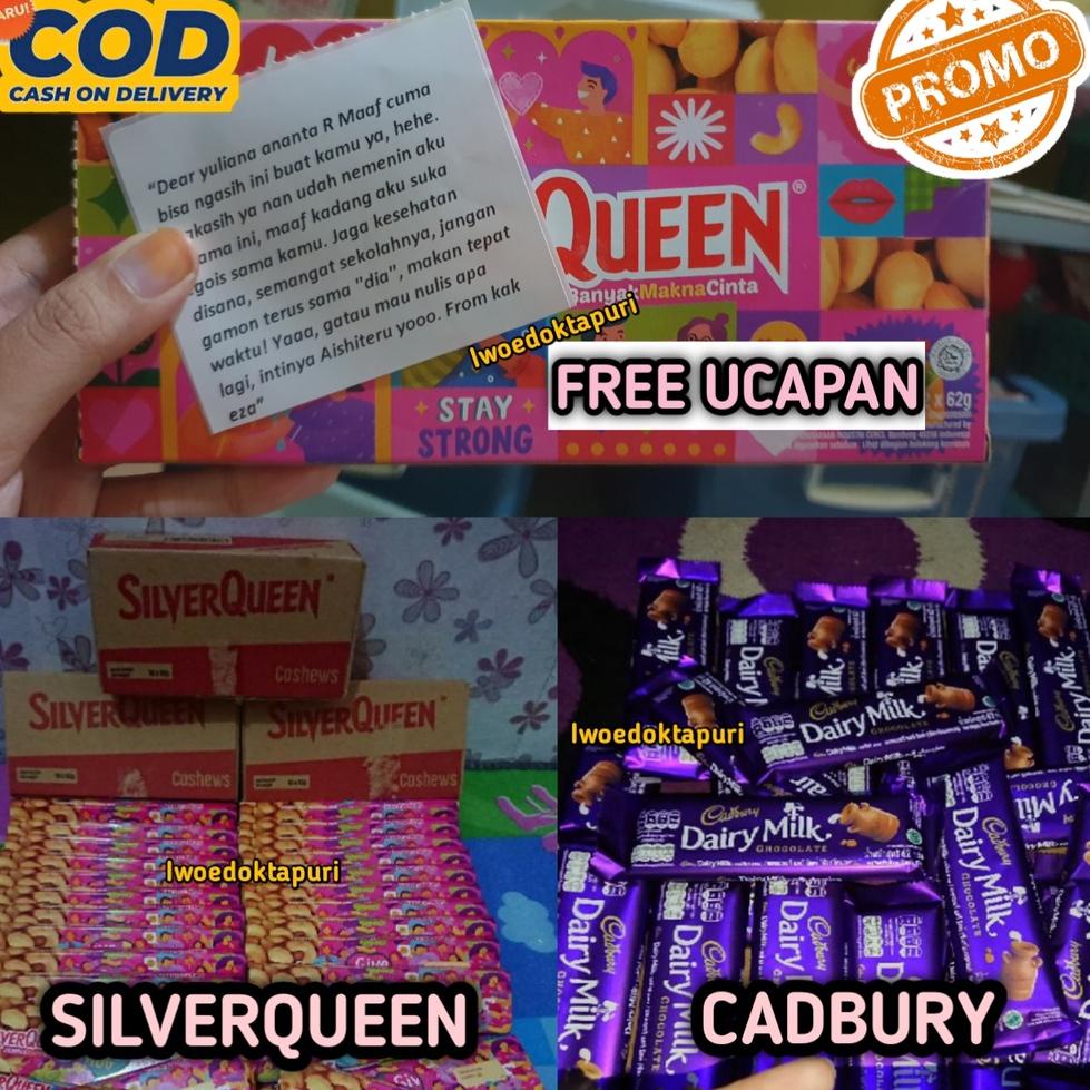 

[L-UJE »] Coklat Silverqueen Chunky Bar Silverquen dan Cadbury Dairy Milk Bukan 1kg Bites Box Macha Green Tea 65gr tapi 62gr Original Promo Murah Valentine bisa Cod-viral