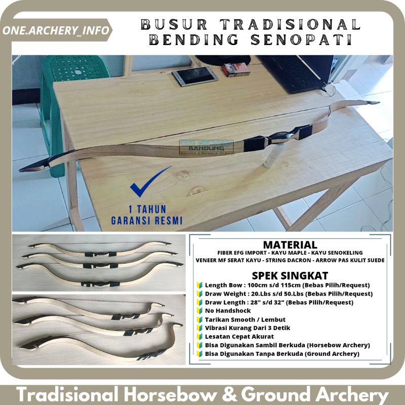 BUSUR PANAH BENDING TURKISH SENOPATI FULL FIBER EFG LAPIS LEGIT MF VEENER SERAT KAYU HORSEBOW - BERK
