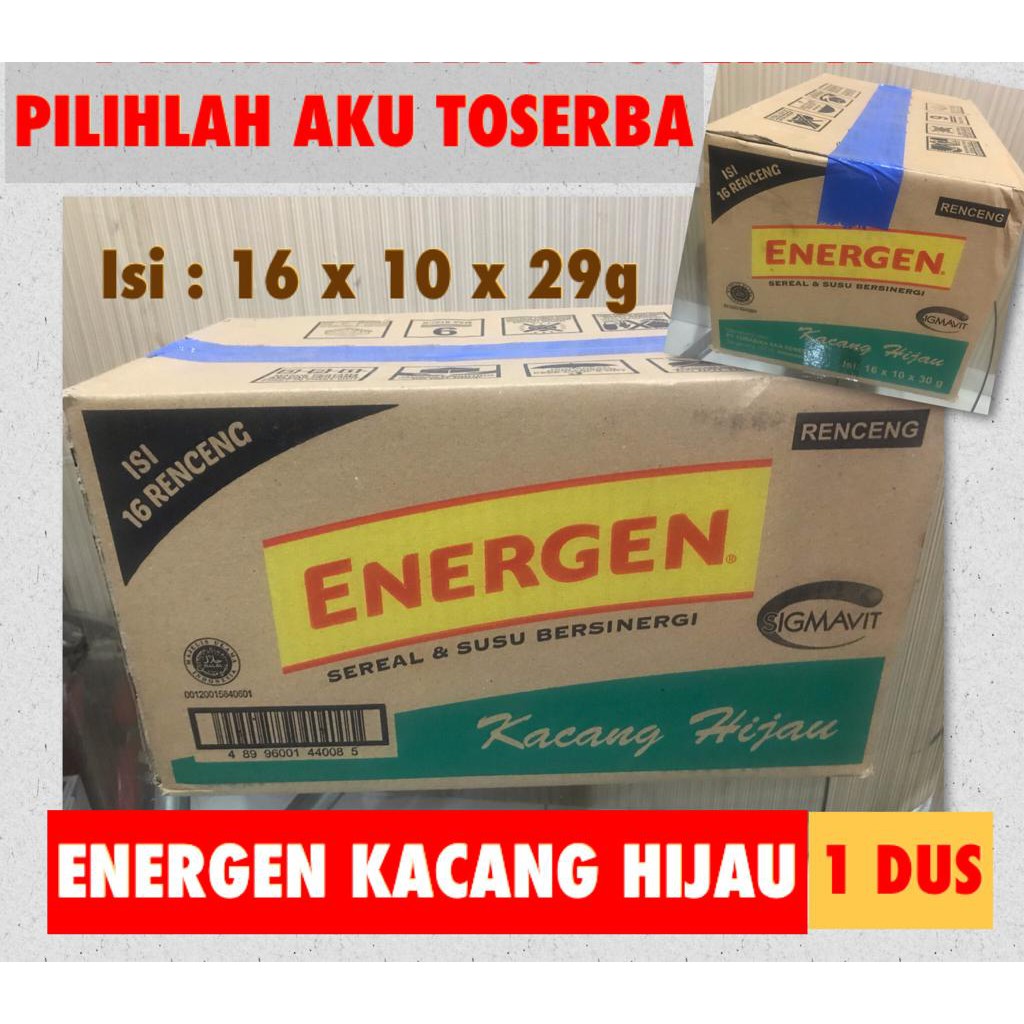 Energen KACANG HIJAU Renceng 29gr x 10 Sachet (HARGA 1 DUS)