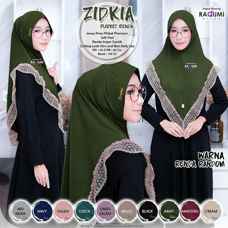 Jilbab Instan Raqumi Zidkia Plisket Renda