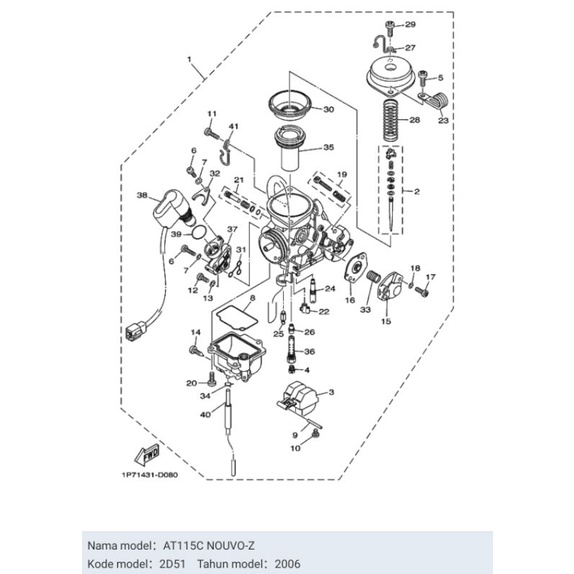 KARBURATOR CARBURATOR  NOUVO Z 2006 ASLI ORI YAMAHA 2D5 E4901 10
