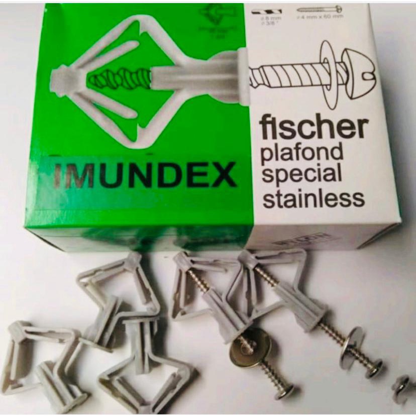 Fisher IMUNDEX Plafond isi 25pcs - Fiser Plafon Special Stainless - Lengkap Skrup dan Ring