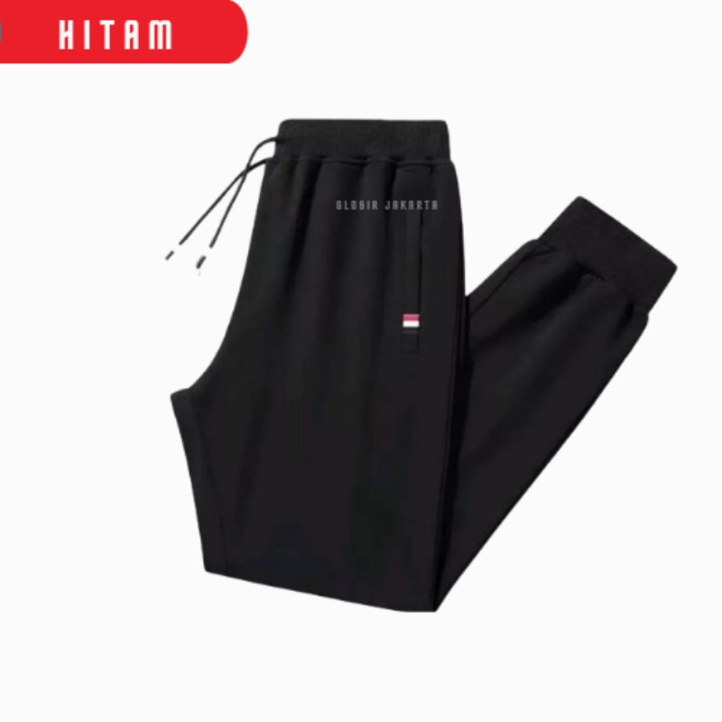 PROMO GILA!! CELANA JOGER JOGGER TRAINING SANTAI KARET HYPEBEAST PRIA COWOK DEWASA PANJANG HITAM SIZE 27-38