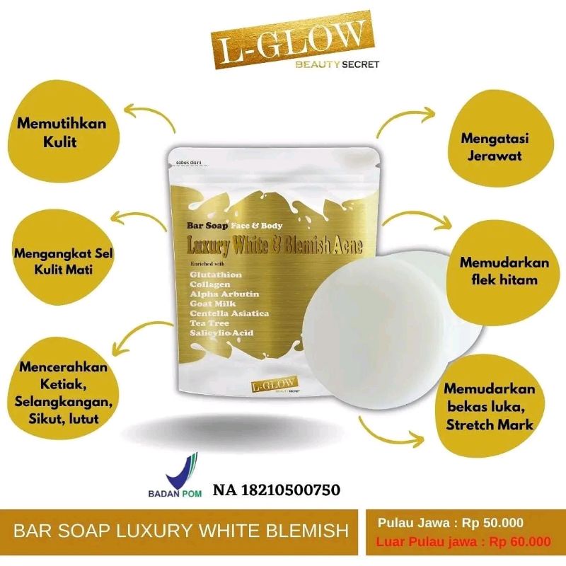 LGLOW BEAUTY BAR SOAP LUXURY WHITE & BLEMISH ACNE
