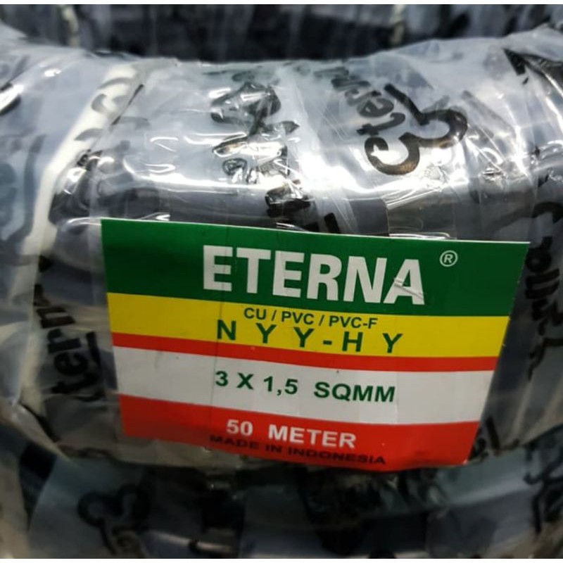 Kabel Eterna nyyhy 3x1.5 panjang 50mtr Kabel 3x1,5  serabut Eterna