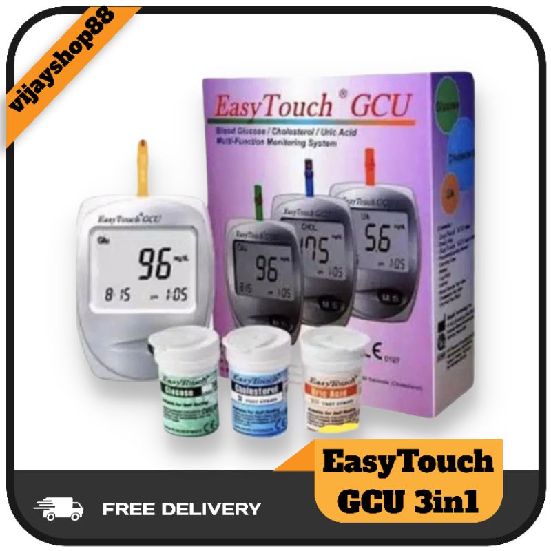 alat ukur darah EasyTouch GCU 3 in 1 ( Gula darah, Asam urat dan Kolesterol ) / alat cek gula darah 3 in 1 / cek gula darah