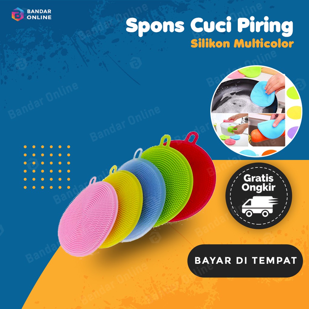  Spons Cuci Piring  Silikon Serbaguna Sikat Spons  Karet 