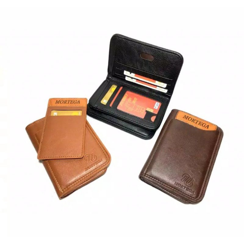 Dompet Kulit Pria/Wanita Model Lipat Dua Dompet Kulit Pria Ukuran Tanggung 3/4 Bahan Kulit Import