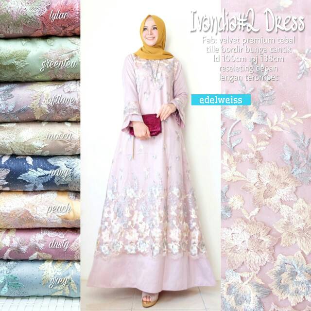 Ivandia 2 Dress Ori By Edelweiss | Gamis Syari | Gamis Kekinian | Gamis Busui | Maxy Dress