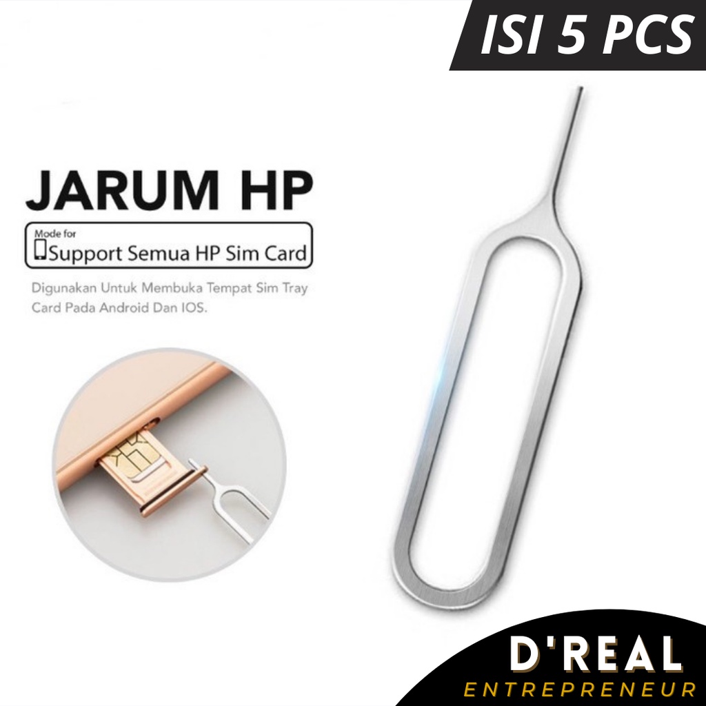 Pin Jarum Hp Sim Card Ejector ISI 5 PCS / Tusukan Kartu Memori Sim Card / Alat Tusuk Pembuka Tray Hp