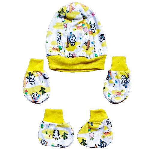 1 SET / 1 TOPI BAYI 1 PASANG SARUNG TANGAN BAYI DAN SARUNG KAKI / KAUS KAKI BAYI / TOPI BAYI MOTIF