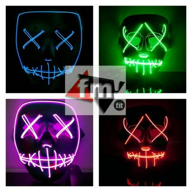 Led glow mask topeng led purge 3 mode nyala