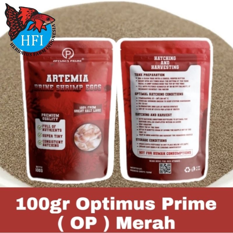 Artemia Optimus Prime Merah Net 100 Gram/Alternatif Artemia ACA/Artemia Supreme/Artemia Sanders