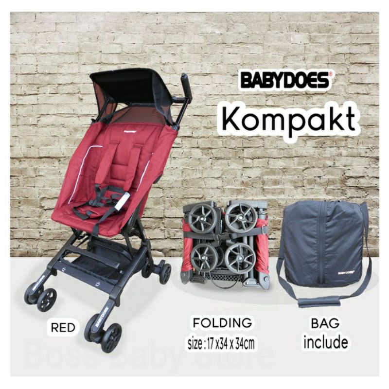 Stroller kereta dorong bayi Babydoes Kompakt cabin size mirip Pockit