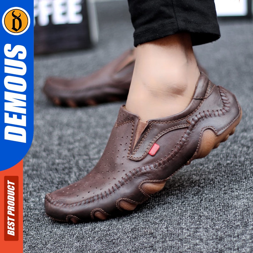 DEMOUS Inzagi - Sepatu Formal Pantofel Slop Kerja Pria Kulit Asli