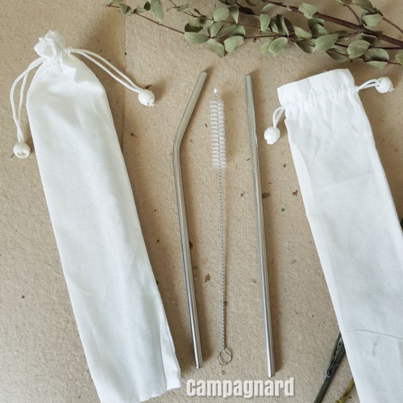 1 SET SEDOTAN STAINLESS KEMASAN POUCH/ SOUVENIR SEDOTAN/ HAMPERS GIFT SEDOTAN STAINLESS