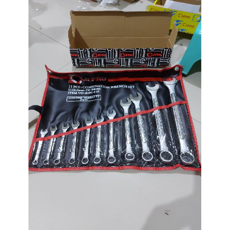 KUNCI RING PAS SET 11 PCS LIPPRO COMBINATION WRENCH 11PCS LIPRO 8 - 24 MM