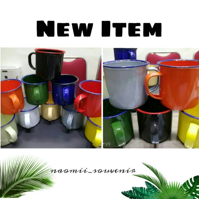 Mug Enamel Polos Souvenir Premium