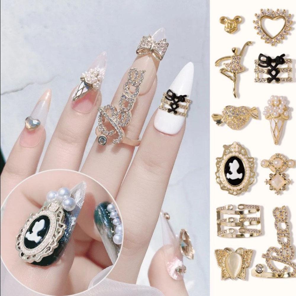 Mxbeauty Nail Art Butterfly Perhiasan Charms 1 Pcs Opal Flash Pearls Berlian Cincin 3D Kuku Berlian Imitasi